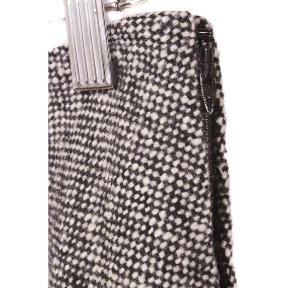 POLECI Black & Cream Tweed Wool A-Line Belted Skirt - Picture 4 of 4